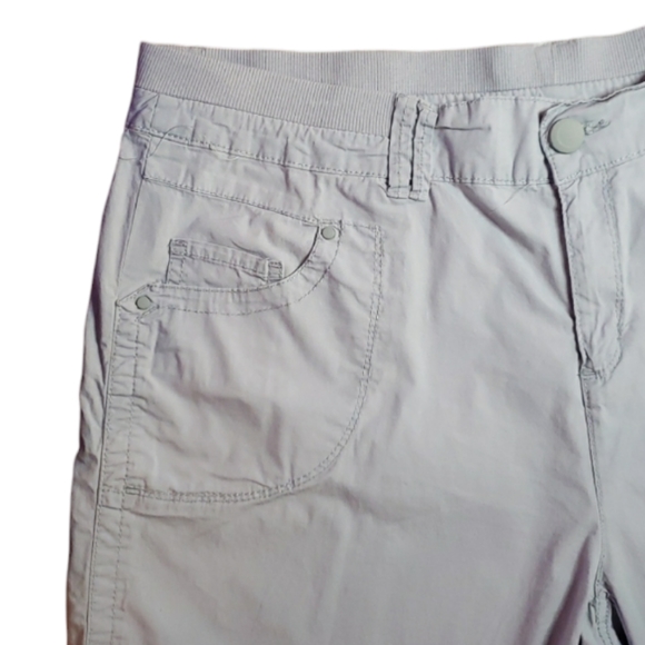 Avenue High Waist Elastic Waistband Drawstring Cinch Legs Gray Cropped Capris 16 - Picture 4 of 16